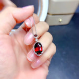Red Crystal Ruby Gemstone Diamond Pendant Necklace Women 14k Fine Jewelry