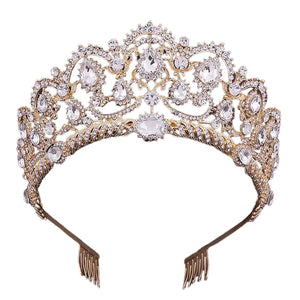 Red Crystal Tiara Vintage Rhinestone Pageant Crown Wedding Hair Jewelry