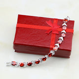Red CZ Zircon 925 Silver Charm Bracelet Christmas Women
