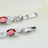 Red CZ Zircon 925 Silver Charm Bracelet Christmas Women