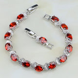 Red CZ Zircon 925 Silver Charm Bracelet Christmas Women