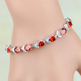 Red CZ Zircon 925 Silver Charm Bracelet Christmas Women