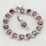 Red Cubic Zirconia Zircon Silver 925 Bridal Bracelet for Women