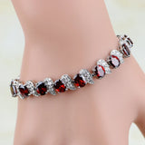 Red Cubic Zirconia Zircon Silver 925 Bridal Bracelet for Women