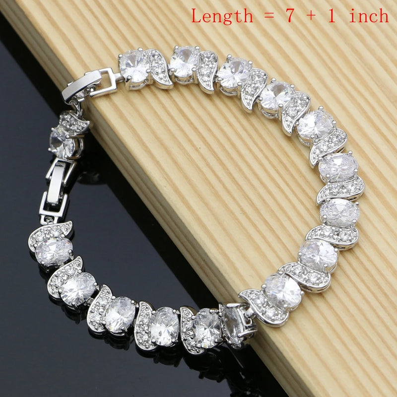 Red Cubic Zirconia Zircon Silver 925 Bridal Bracelet for Women