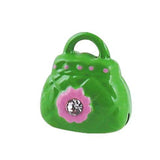 Red Handbag Style Metal Bell Charms With CZ Beads Necklace Pendant