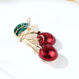Red Enamel Brooches Cherry Corsage Bouquet Hijab Pins Feminino