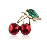 Red Enamel Brooches Cherry Corsage Bouquet Hijab Pins Feminino