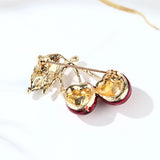 Red Enamel Brooches Cherry Corsage Bouquet Hijab Pins Feminino