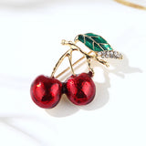 Red Enamel Brooches Cherry Corsage Bouquet Hijab Pins Feminino