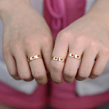 Red Enamel Heart Band Engagement Rings Plated Wedding Jewelry
