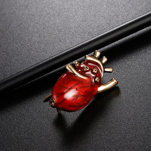 Red Enamel Heart Brooch Pins for Hospital Clinic Uniform