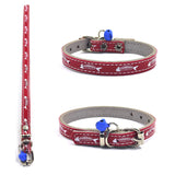 Red Faux Leather Adjustable Cat Collar