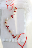 Red Floral Bridal Headband Wedding Hair Comb Accessories