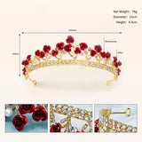 Red Flower Crown Rhinestone Tiaras Headpiece Gift Headwear