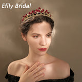 Red Flower Crown Rhinestone Tiaras Headpiece Gift Headwear