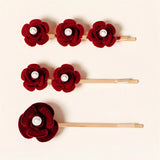Red Flower Tiara Wedding Crown Rose Hair Pins Clips Floral Bride H...