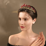 Red Flower Tiara Wedding Crown Rose Hair Pins Clips Floral Bride H...