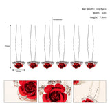Red Flower Tiara Wedding Crown Rose Hair Pins Clips Floral Bride H...