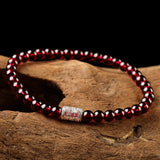 Red Garnet Strand Bracelets 925 Sterling Silver Fish Jewelry
