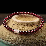 Red Garnet Strand Bracelets 925 Sterling Silver Fish Jewelry