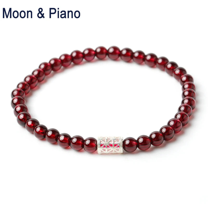 Red Garnet Strand Bracelets 925 Sterling Silver Fish Jewelry