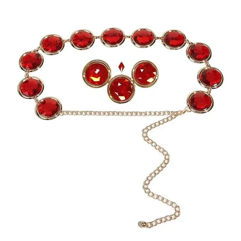 Red Gem Waist Chain Anime Cosplay Stone Chain Western Belt