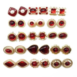 Red Geometric Heart Sweet Wedding Party Clip Earrings