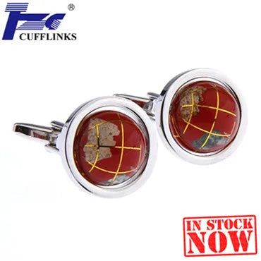 Red Globe Cufflink Cuff Link 2 Pairs