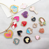 Red Heart Crystal Enamel Charms for Jewelry Making Supplies