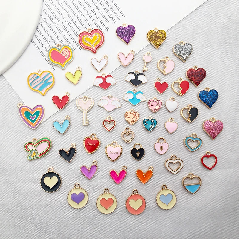 Red Heart Crystal Enamel Charms for Jewelry Making Supplies