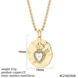 Red Heart Evil Eye Pendant Necklace for Women Stainless Steel Chai