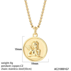 Red Heart Evil Eye Pendant Necklace for Women Stainless Steel Chai