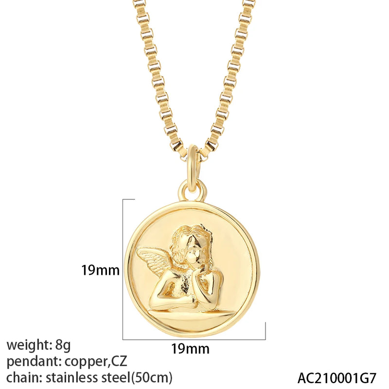 Red Heart Evil Eye Pendant Necklace for Women Stainless Steel Chai