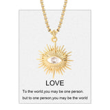 Red Heart Evil Eye Pendant Necklace for Women Stainless Steel Chai