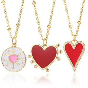 Red Heart Hot Love Pendant Necklace Stainless Steel Collar Chain Punk
