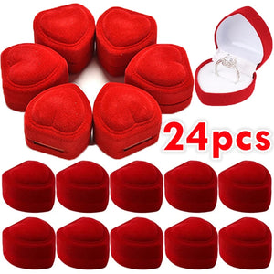 Red Velvet Ring Box Romantic Engagement Wedding Jewelry Holder