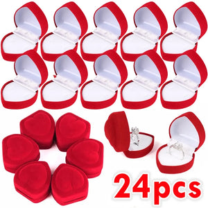 Red Velvet Ring Box Romantic Engagement Wedding Jewelry Holder