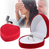 Red Velvet Ring Box Romantic Engagement Wedding Jewelry Holder