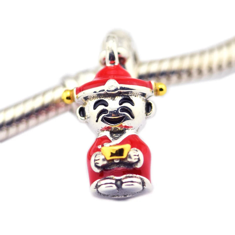 Red Human Figure Charm Bead 925 Silver Jewelry