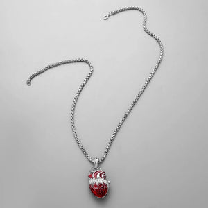 Red Heart Pendant Necklace in Luminous Openable Box for Women