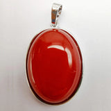 Red Jade Stone Bead Oval Pendant Necklace for Women Gift