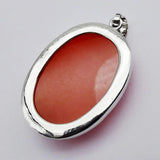 Red Jade Stone Bead Oval Pendant Necklace for Women Gift