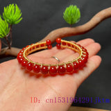 Red Jade Beaded Bracelet Chalcedony Talisman 925 Silver Charms