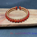 Red Jade Beaded Bracelet Chalcedony Talisman 925 Silver Charms