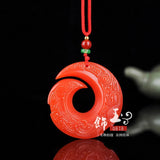 Red Jade Dragon Jade Pendant Necklace Chinese Hand-Carved Luck Gift