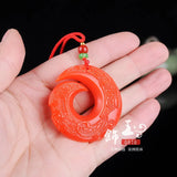 Red Jade Dragon Jade Pendant Necklace Chinese Hand-Carved Luck Gift