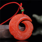 Red Jade Dragon Jade Pendant Necklace Chinese Hand-Carved Luck Gift