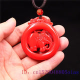 Red Jade Elephant Pendant Charm Chinese Carved Necklace Jadeite