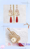 Red Jade Flower Earrings 925 Silver Gemstone Women Jewelry